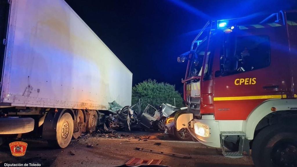 Accidente en Camuñas (Toledo). Foto: Consorcio Provincial de Extinción de Incendios y Salvamentos de Toledo.