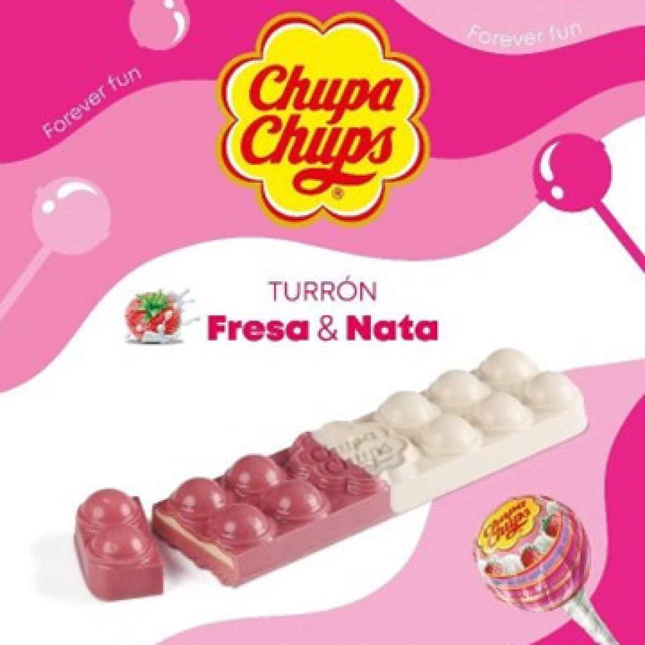 La tableta de turrón de Chupa Chups® simula las formas esféricas del popular caramelo