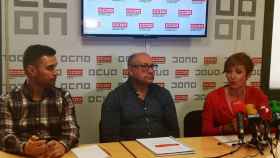 Rueda de prensa de los representantes de CCOO y UGT, este miércoles en Segovia.