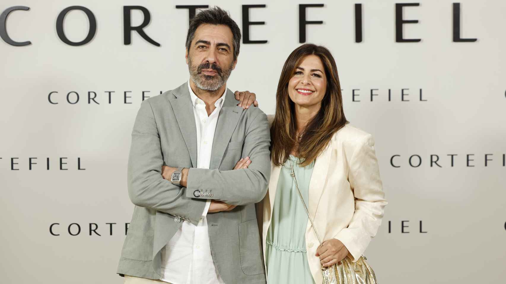 Nuria Roca y Juan del Val en la presentación de la colección primavera-verano de Cortefiel.