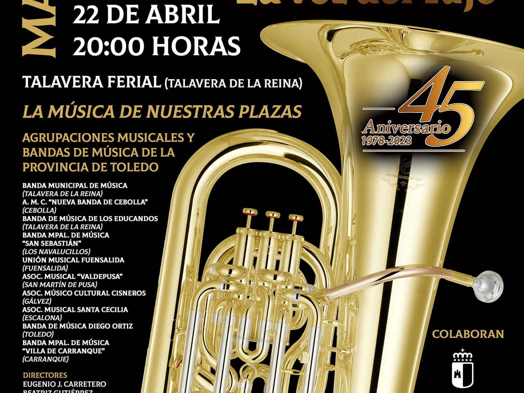 Cartel del macroconcierto de bandas de música en Talavera de la Reina.