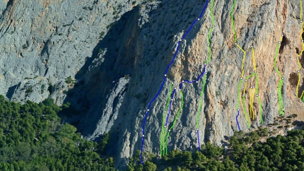 La línea azul a la izquierda de la imagen, recta y hacia arriba, la Vía Lluvia de Asteroides. A la derecha, verde y azul, el sector suizo.