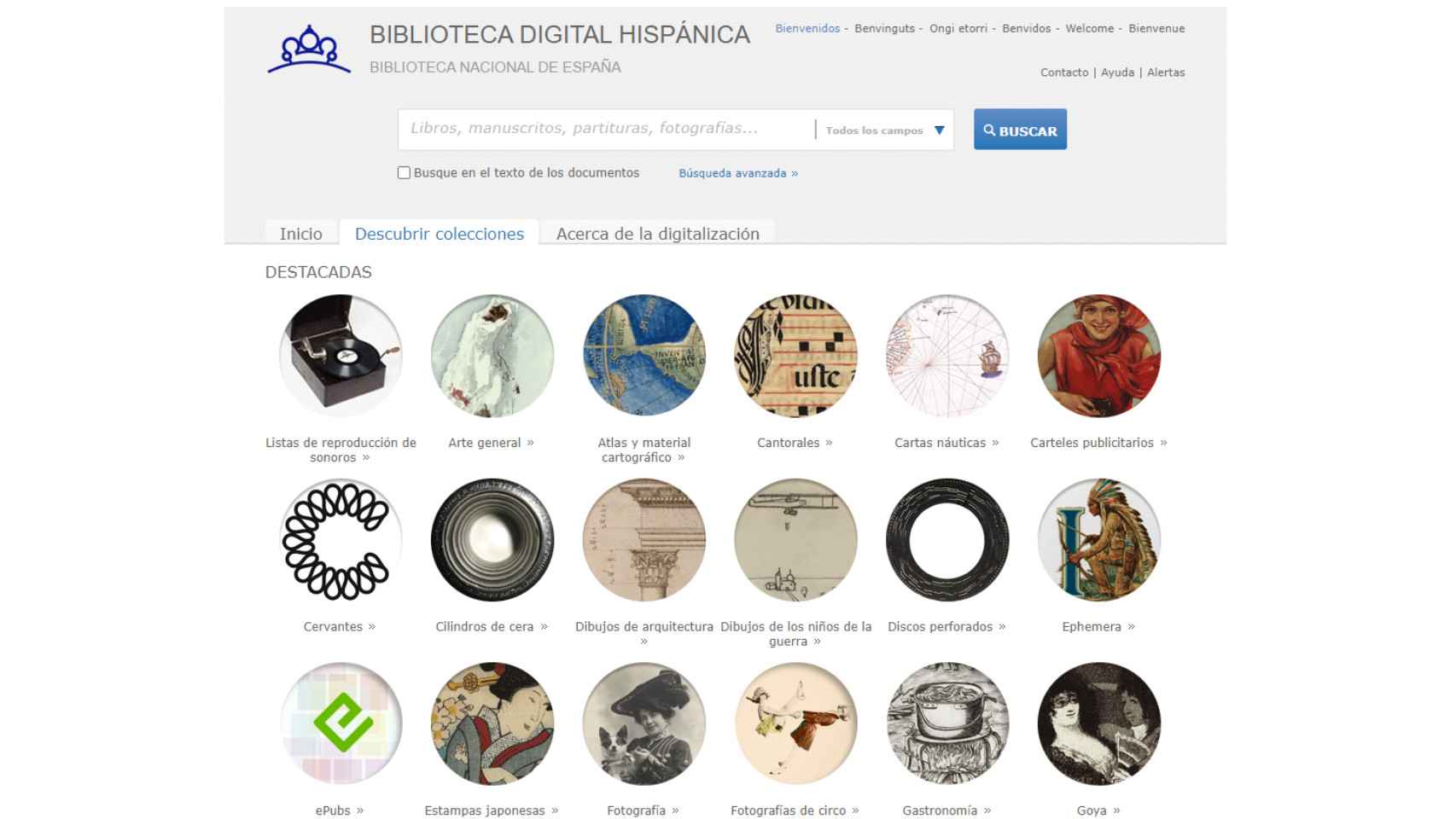 Captura de la web de la Biblioteca Digital Hispánica