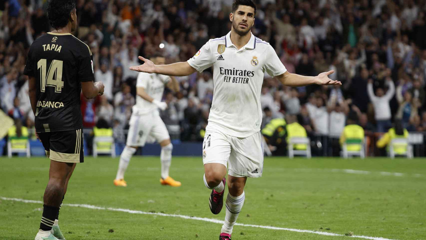 Asensio celebra su gol en el partido entre Real Madrid y Celta.