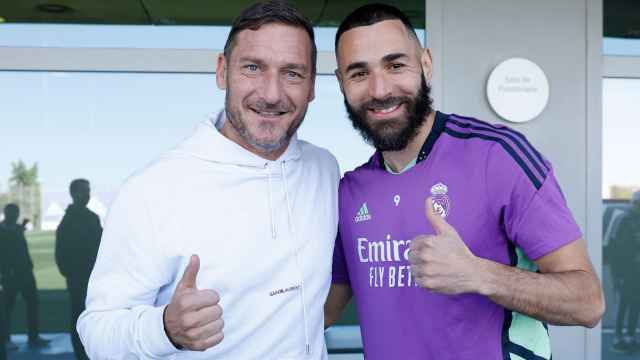 Totti y Benzema, en la Ciudad Real Madrid