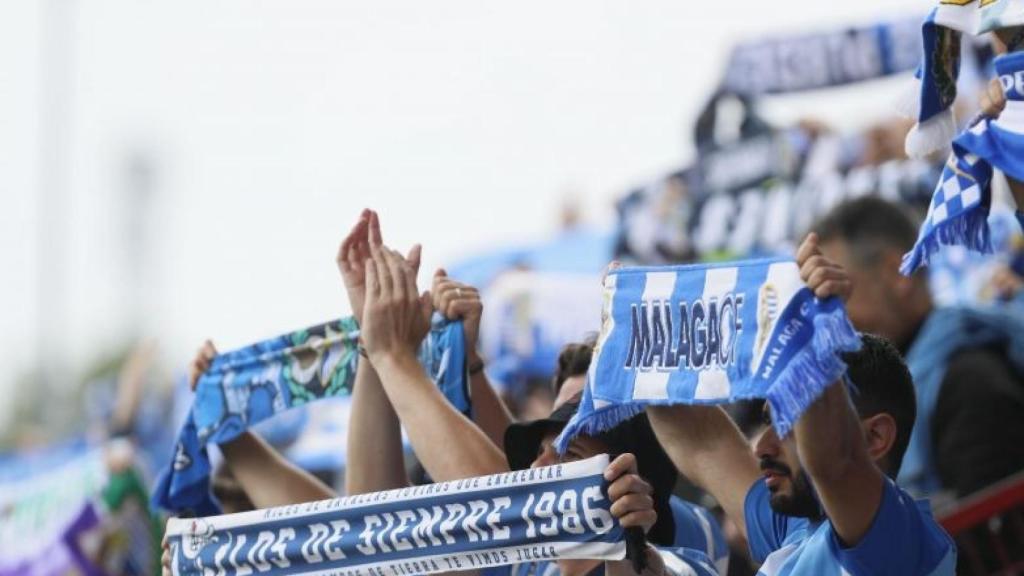 La afición malaguista presente en el Anxo Carro de Lugo