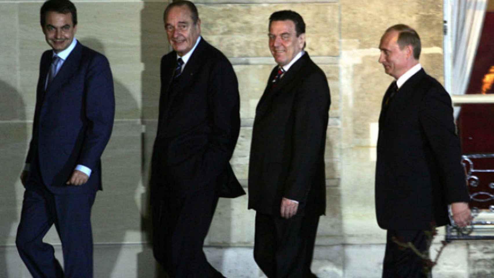 Zapatero, Chirac, Schröder y Putin, en marzo de 2005 en París.