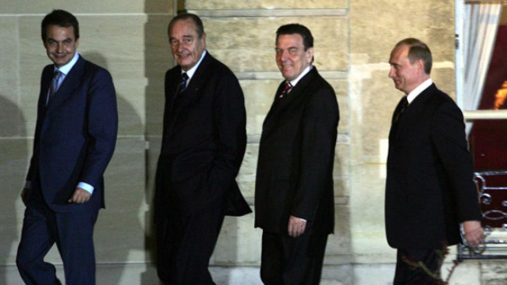 Zapatero, Chirac, Schröder y Putin, en marzo de 2005 en París.
