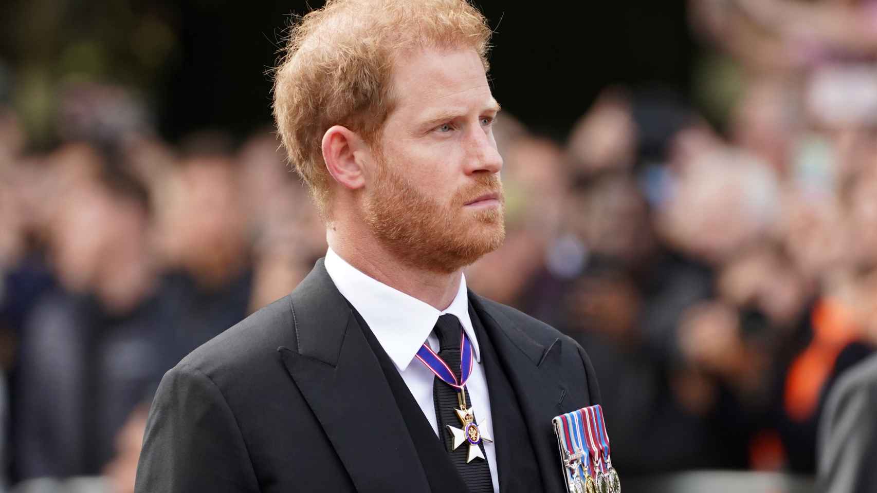 Harry, durante el funeral de la reina Isabel II.