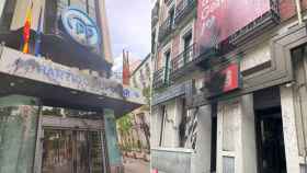 Las sedes nacionales del PP y PSOE, vandalizadas con pintura negra