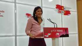 La secretaria de organización del PSCyL, Ana Sánchez, durante su rueda de prensa de este lunes.