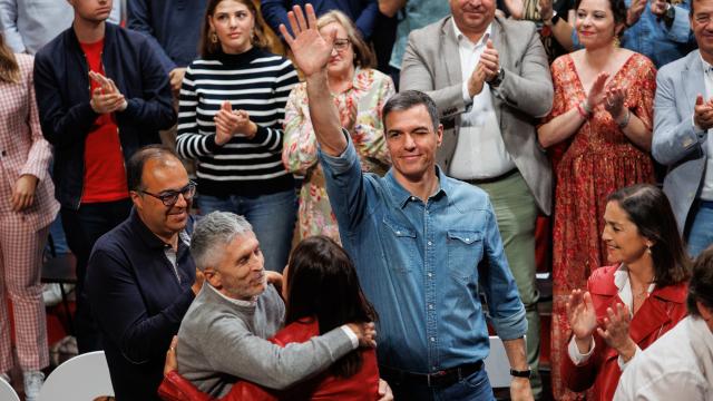 El presidente Pedro Sánchez este domingo en un acto en Fuenlabrada.