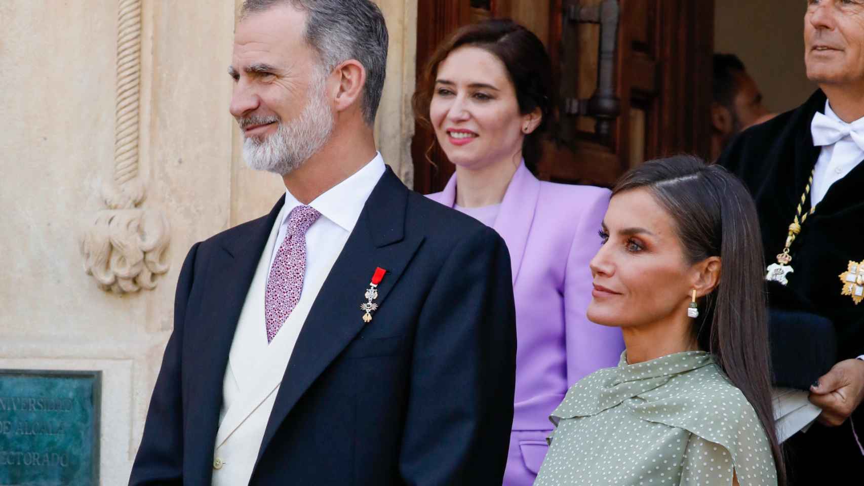La Reina, junto a Felipe VI, en un momento del evento.