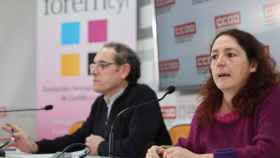 La secretaria de Formación y Política Industrial de CCOO Castilla y León, Carmen Álvarez, y el director de Foremcyl, Javier del Brío, en rueda de prensa.