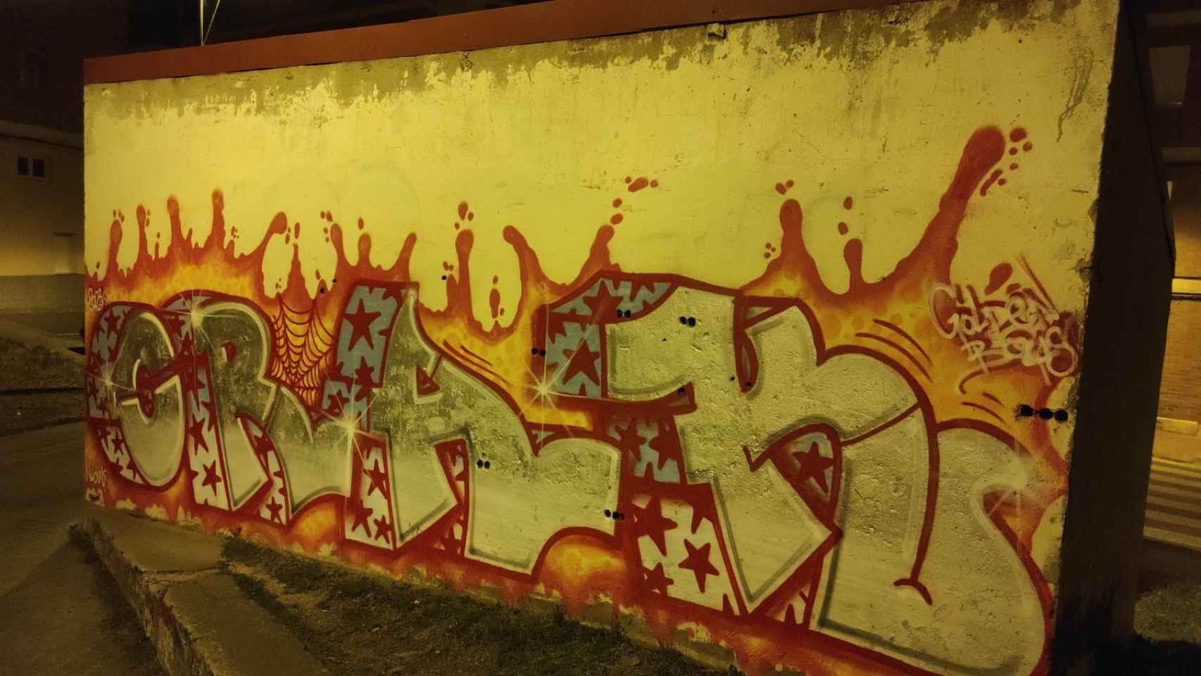 Otro de sus grafitis en el barrio de Pantoja antes de ser borrado