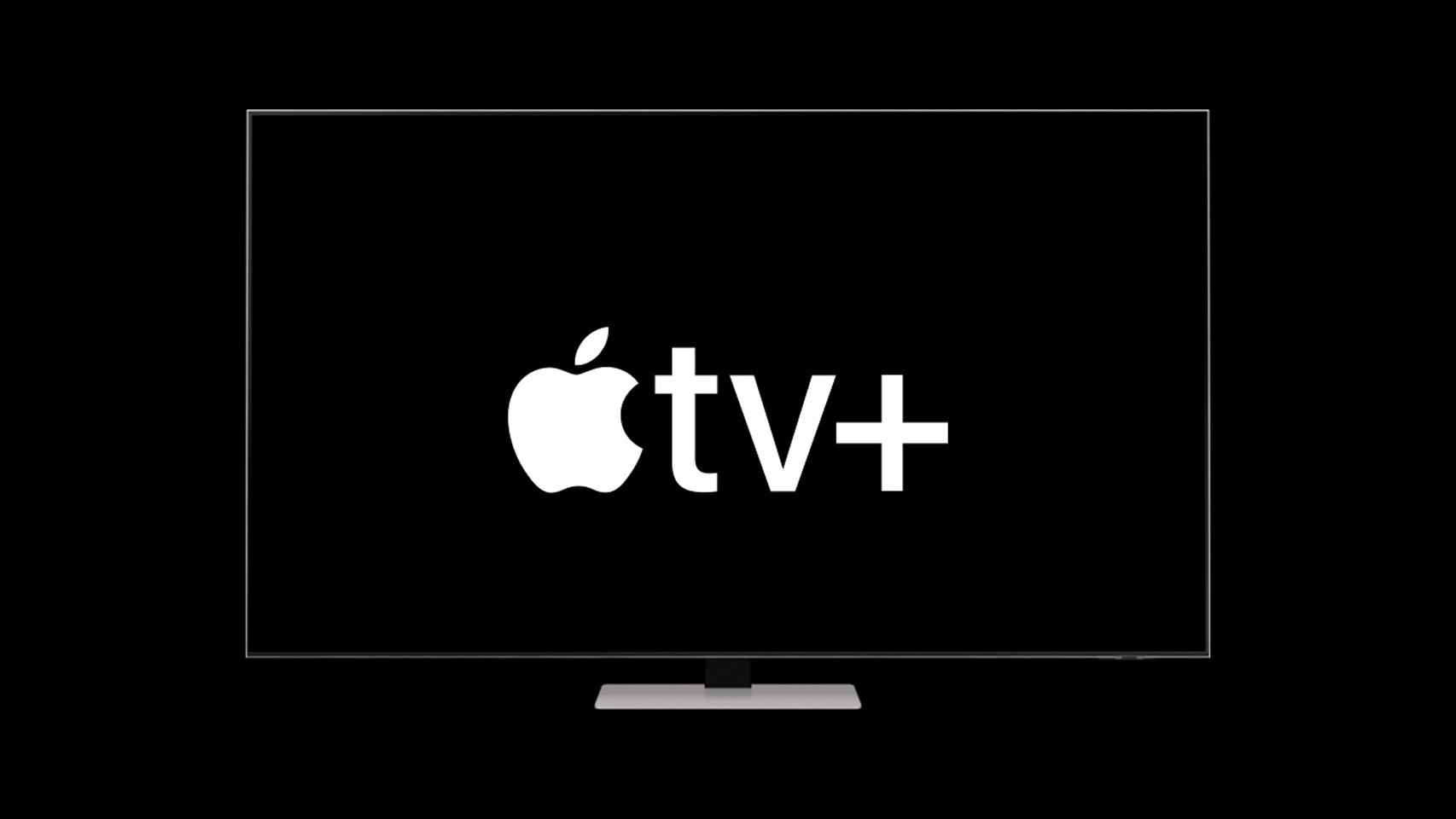 Fotomontaje con el logo de Apple TV+ y un televisor Samsung.