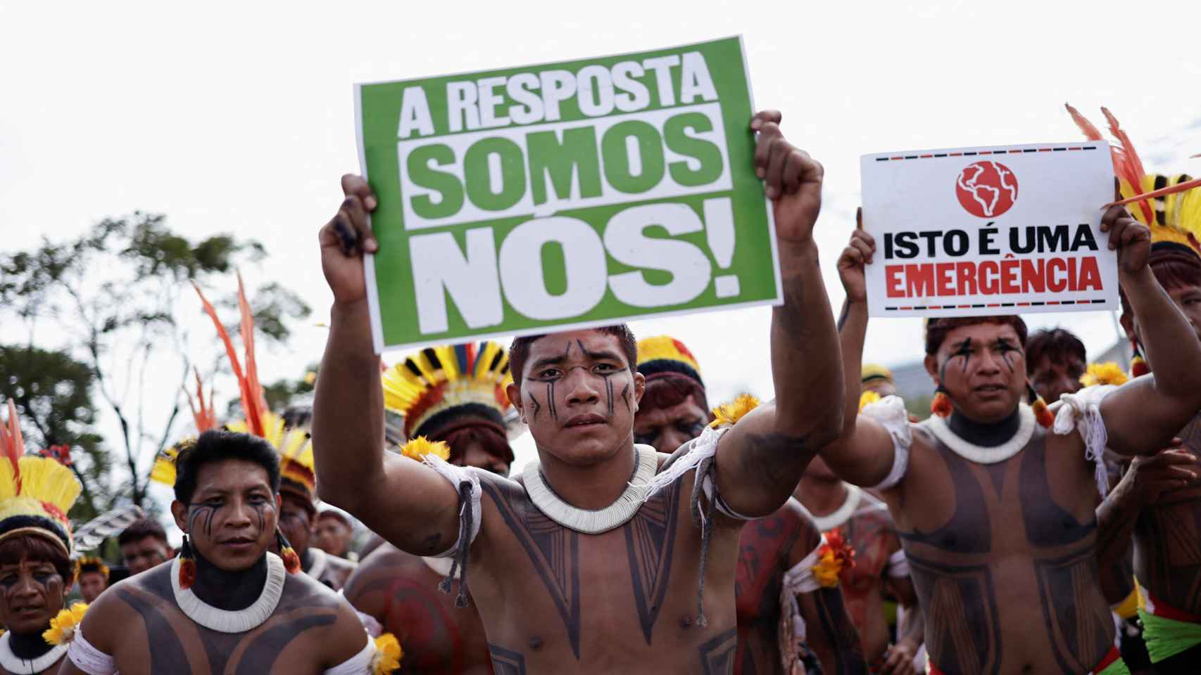 Terra Livre, un evento en protesta por la preservación de las tierras y cultura indígenas, este lunes en Brasilia.