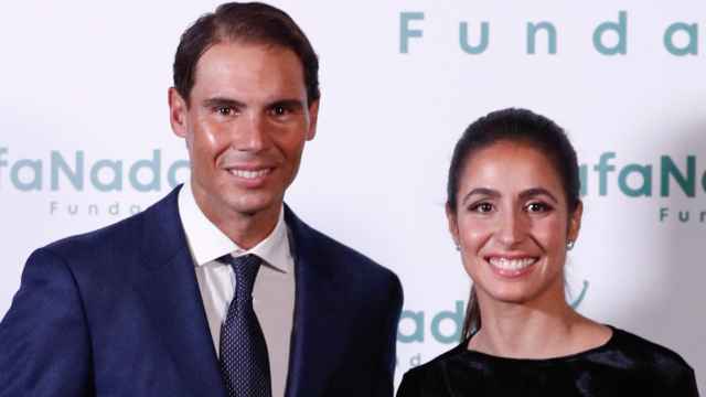 Rafa Nadal y Xisca Perelló en un acto público relacionado con la Fundación Rafa Nadal, en Madrid, en noviembre de 2021.