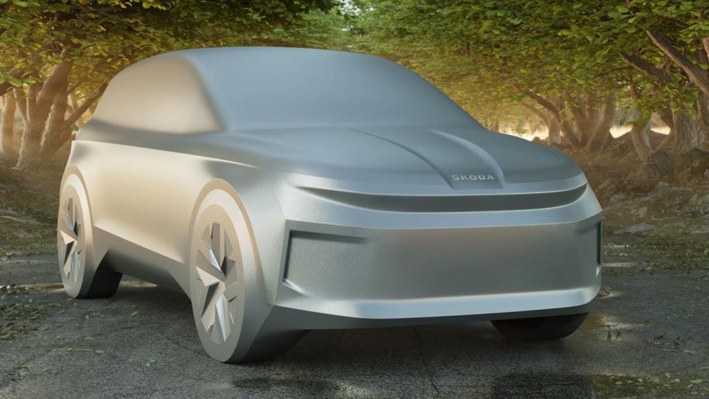 Silueta que anticipa el Skoda Elroq, un nuevo SUV eléctrico de tamaño compacto.