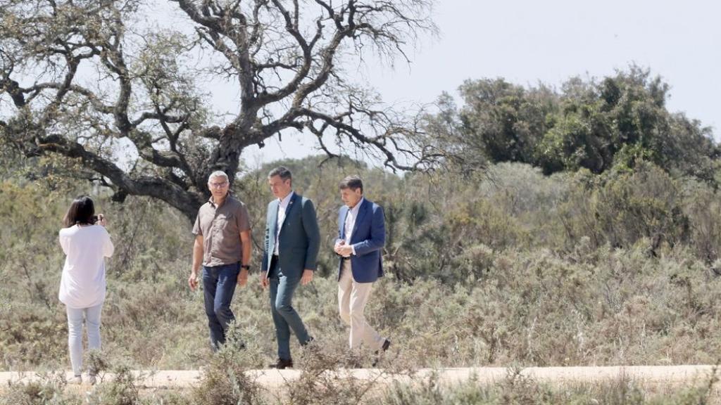 Pedro Sánchez durante su última visita a Doñana en abril de 2023.