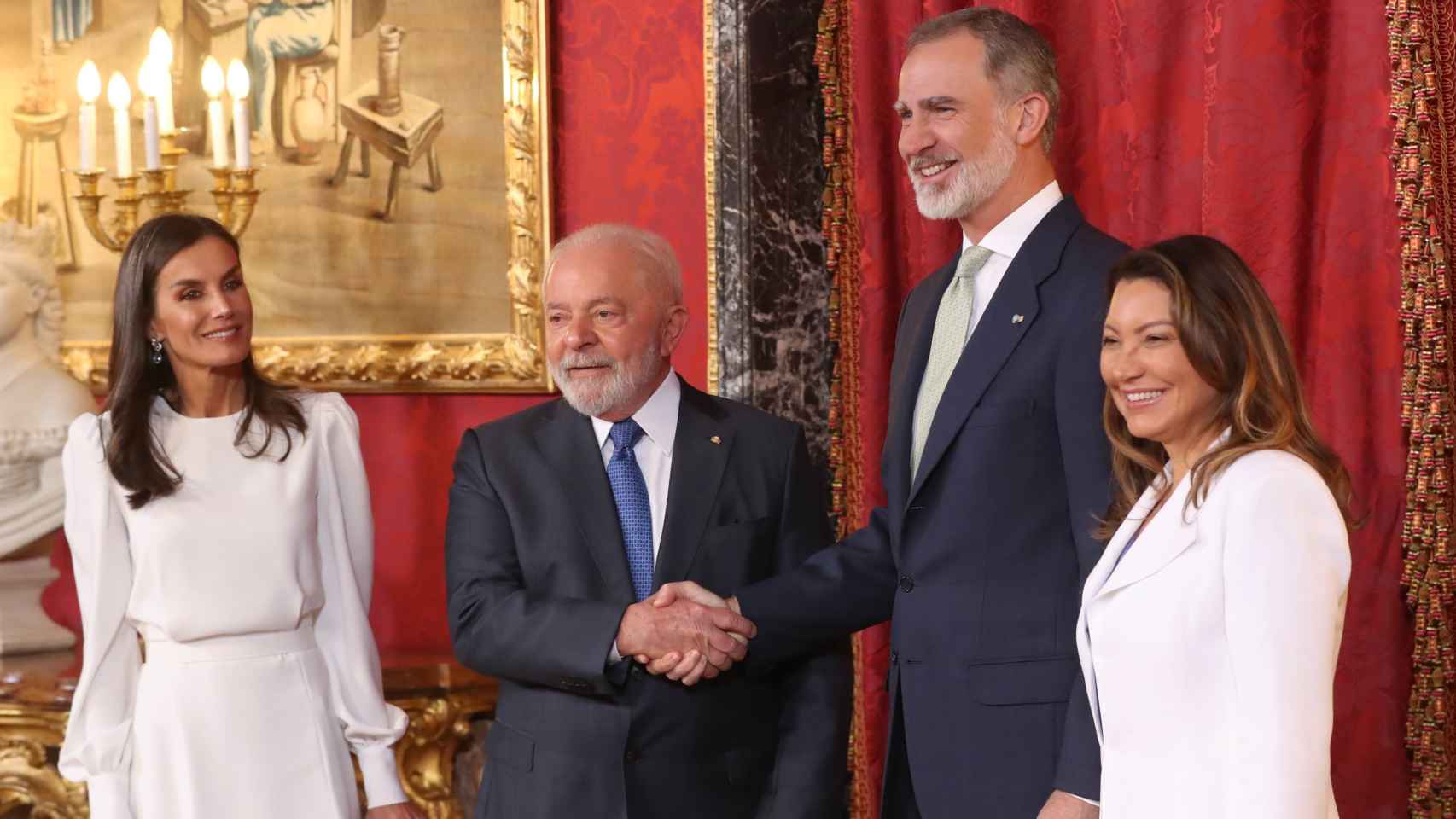 Los reyes de España, durante la visita de Lula da Silva al país.