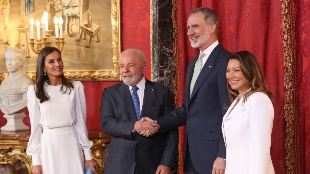 Los reyes de España, durante la visita de Lula da Silva al país.