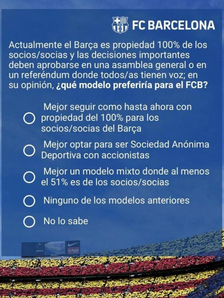 Las opciones propuestas por el Barcelona.