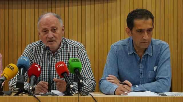 Los secretarios generales de UGT y CCOO en Castilla y León, Faustino Temprano y Vicente Andrés