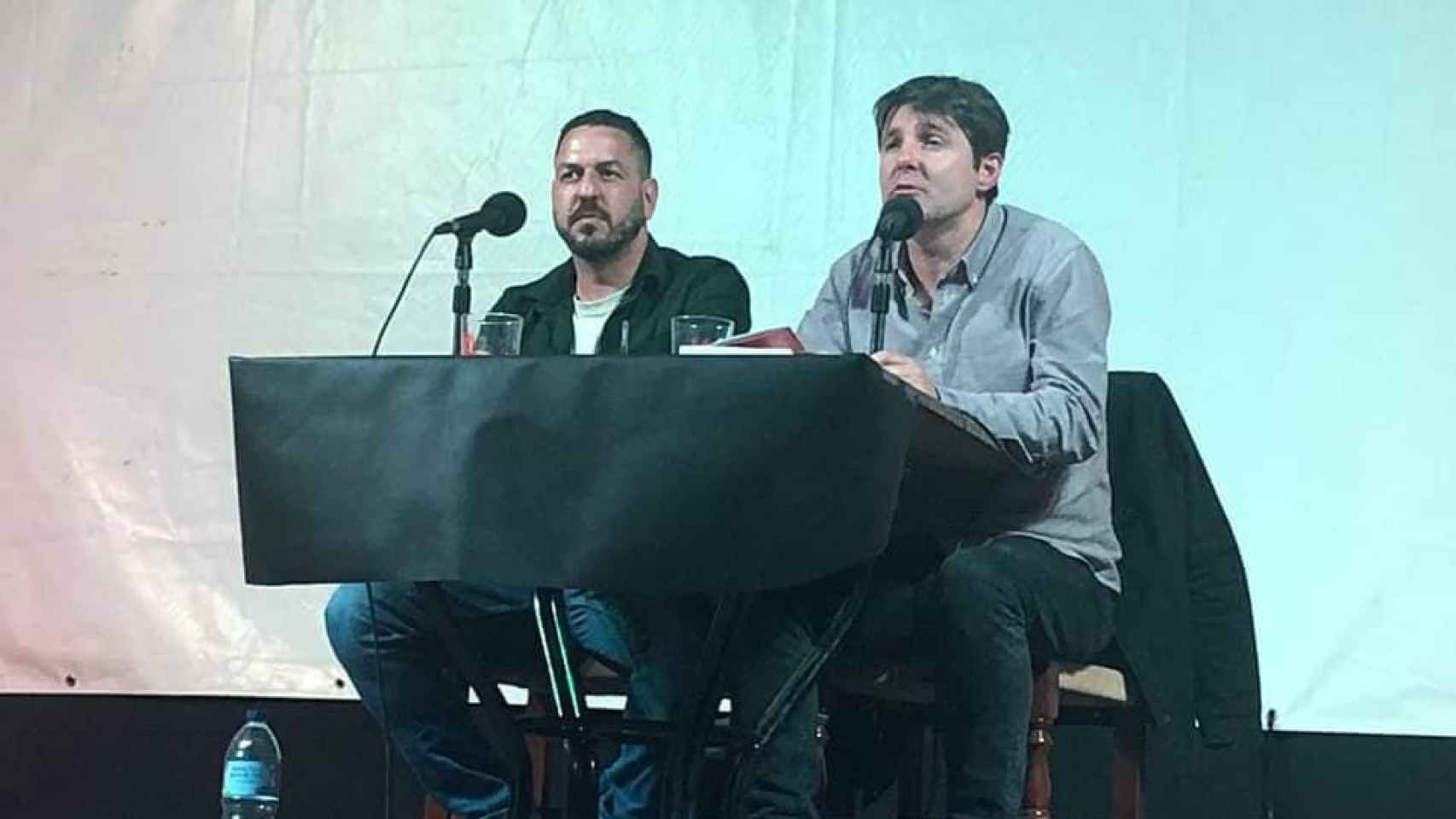 Sergio Gómez, junto con el periodista Jesús Cintora, hace unas semanas en Marinaleda.