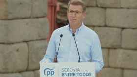 El presidente del PP, Alberto Núñez Feijóo, durante su intervención en Segovia, este viernes.