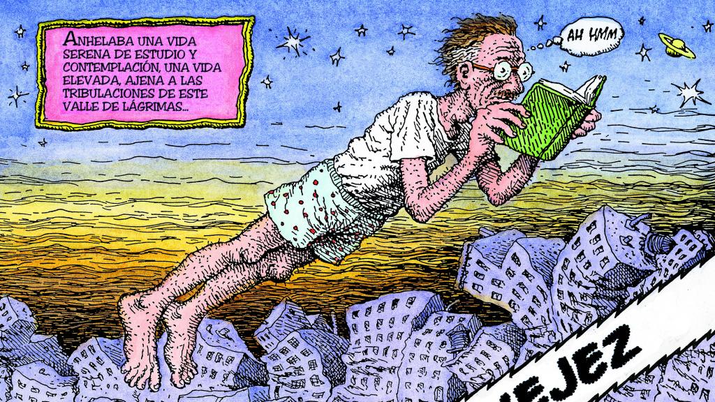 Autorretrato de R. Crumb de 1988 que encabeza el capítulo de sus memorias titulado 'Vejez'