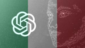 Fotomontaje con el logo de OpenAI y la bandera italiana.