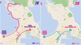 Los dos recorridos de la carrera Runki del 14 de mayo en A Coruña