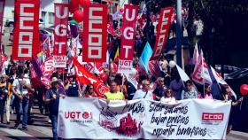 UGT y CCOO en la manifestación del 1 de mayo en Zamora