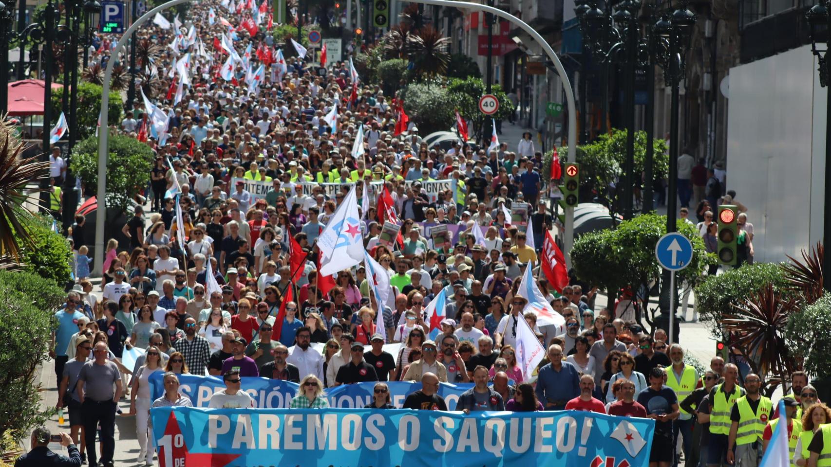 Manifestación en Vigo por el Día de los Trabajadores, 1 de mayo de 2023.