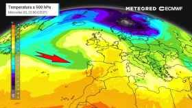 Las vaguadas de aire frío que van a afectar a España esta semana. Meteored.