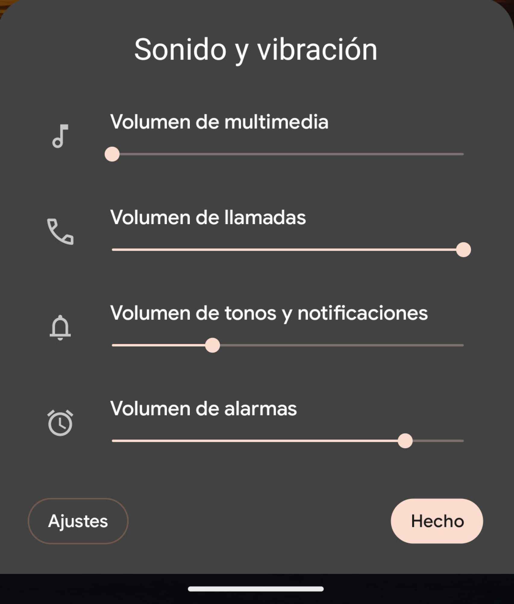 Android junta el volumen de los tonos y las notificaciones en el mismo control