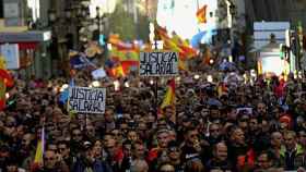 Policías y guardias civiles, en una de sus manifestaciones en Madrid reclamando la equiparación salarial.