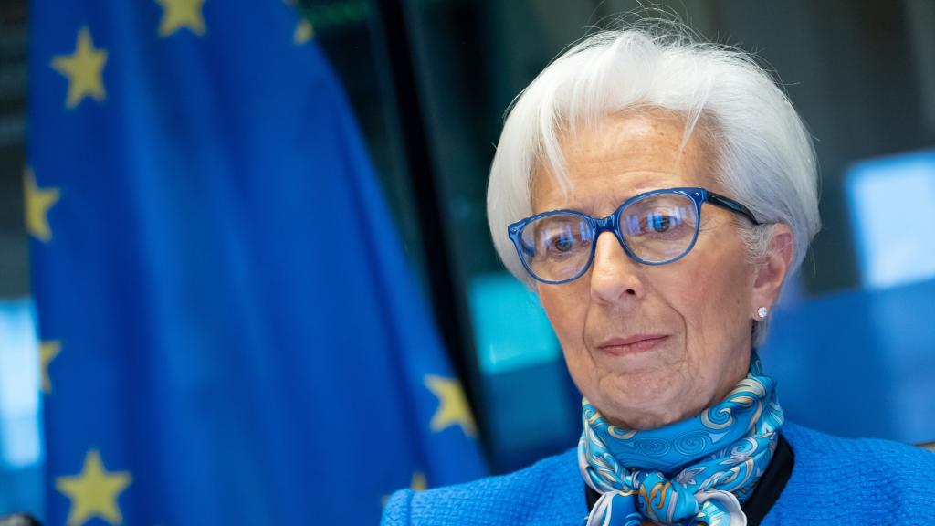 La presidenta del BCE, Christine Lagarde, durante una comparecencia en la Eurocámara