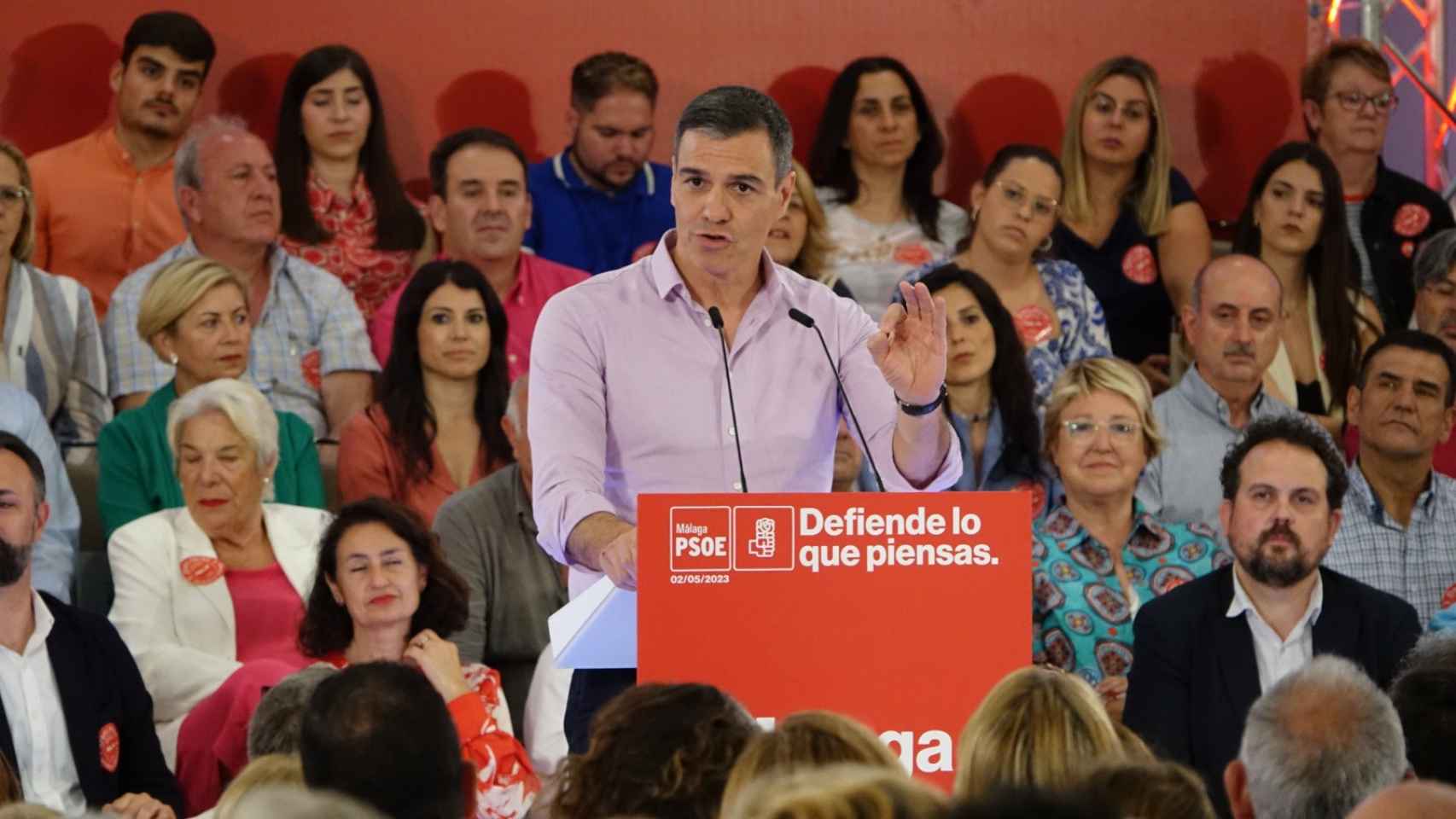 Pedro Sánchez, durante el acto del PSOE en Málaga este martes.