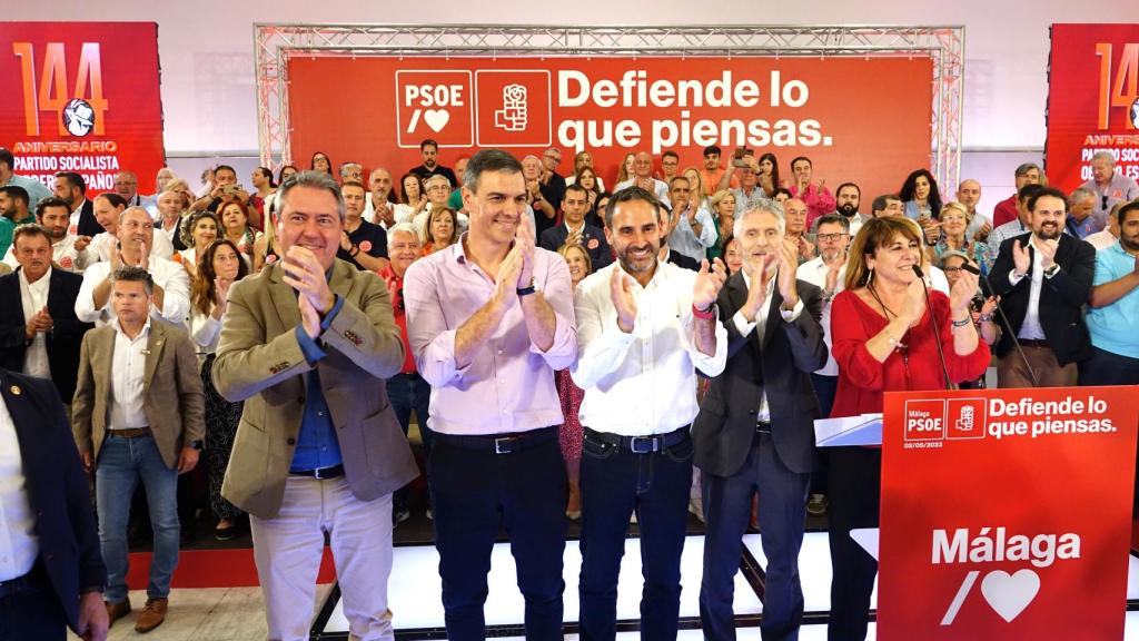 Sánchez, Espadas, Daniel Pérez, Marlaska e Inmaculada Jabato en Málaga.