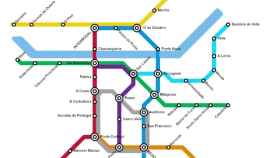Mapa de un hipotético metro en Ourense.