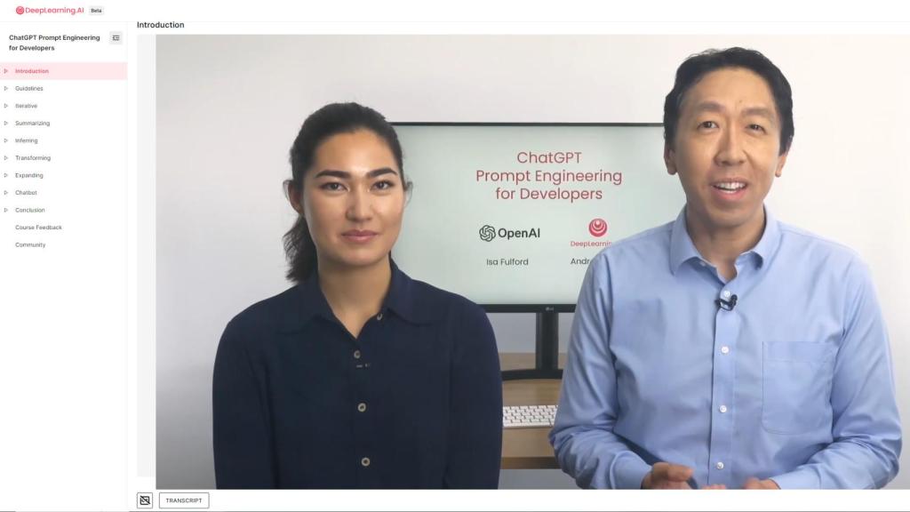 Isa Fulford y Andrew Ng en una captura del curso