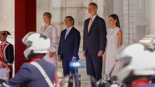 Los reyes reciben al presidente de Colombia, Gustavo Petro, este miércoles en el Palacio Real en Madrid.