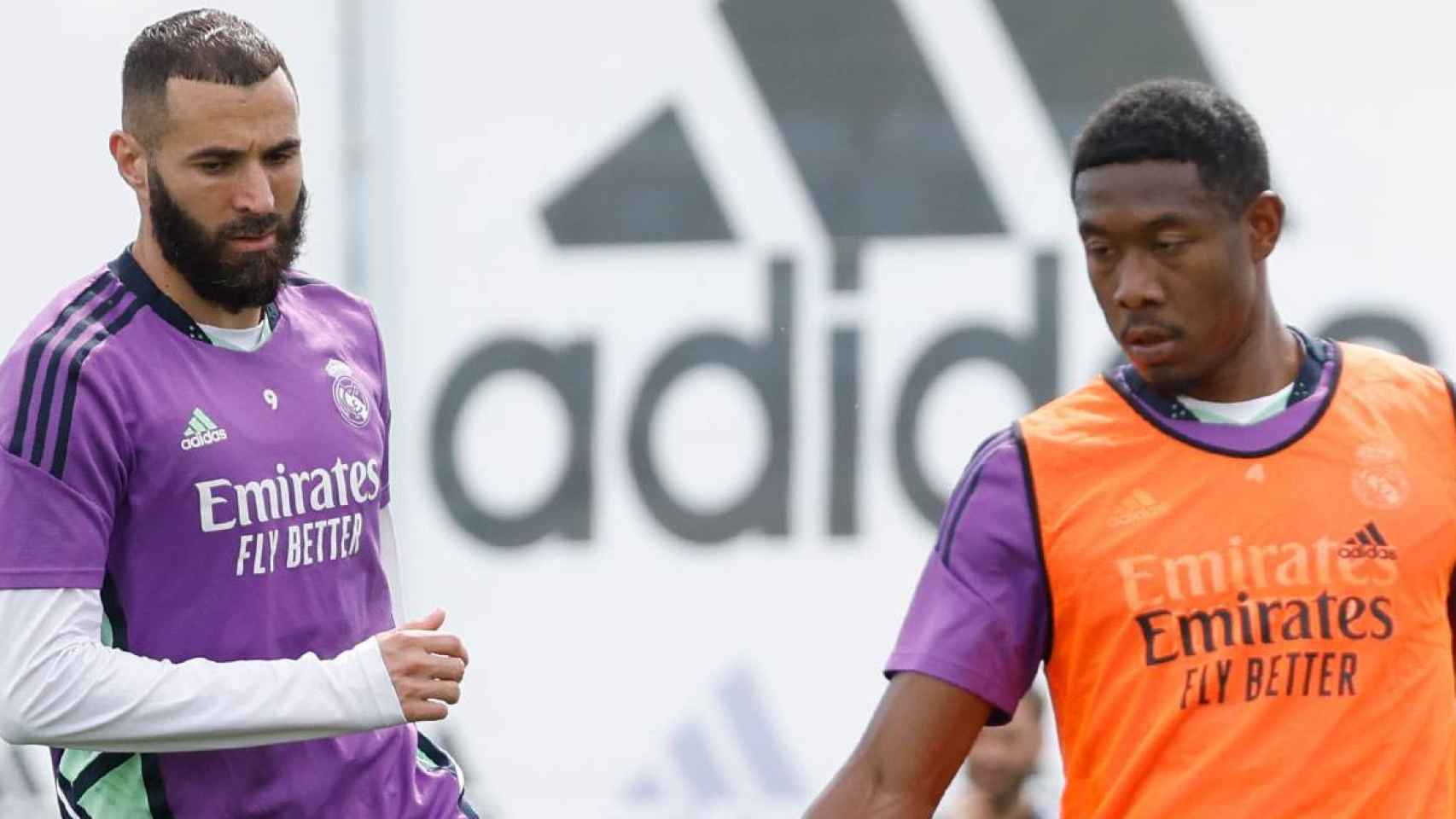 Benzema y Alaba, durante el partido del entrenamiento
