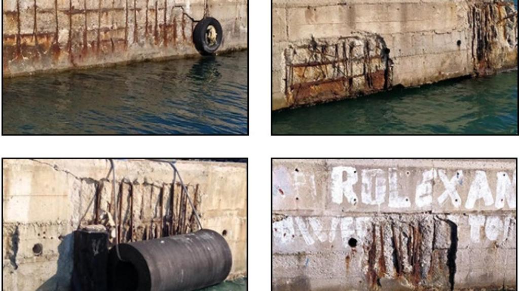 Patologías detectadas en los paramentos de la viga de cantil del muelle 3 del puerto de Málaga.