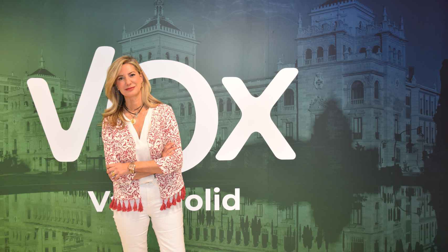 La candidata de Vox a la Alcaldía de Valladolid, Irene Carvajal, durante la entrevista.