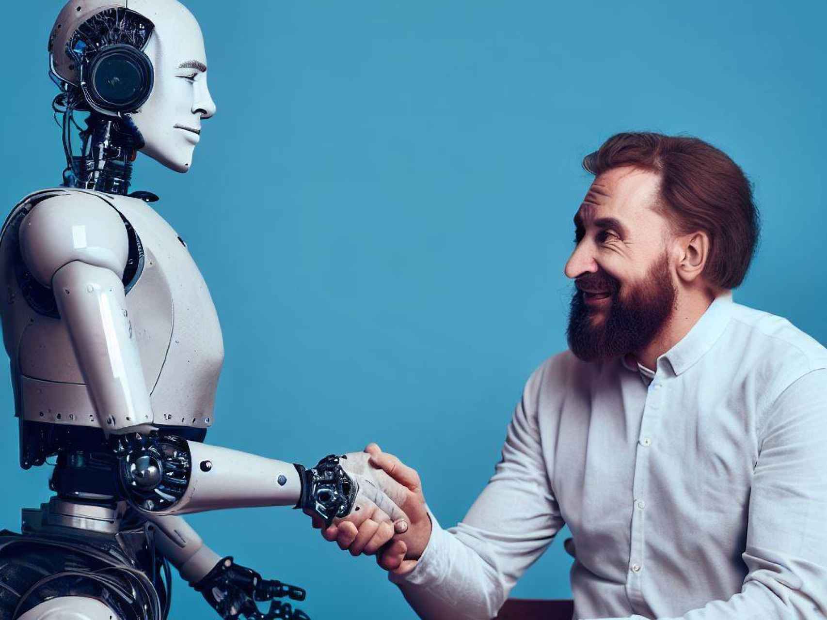 Un robot estrecha la mano de un paciente en una imagen generada por inteligencia artificial.
