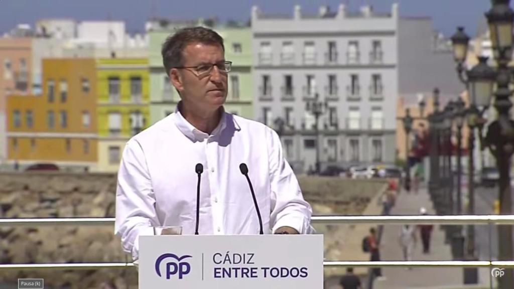 Captura del vídeo del mitin de Feijóo en Cádiz.