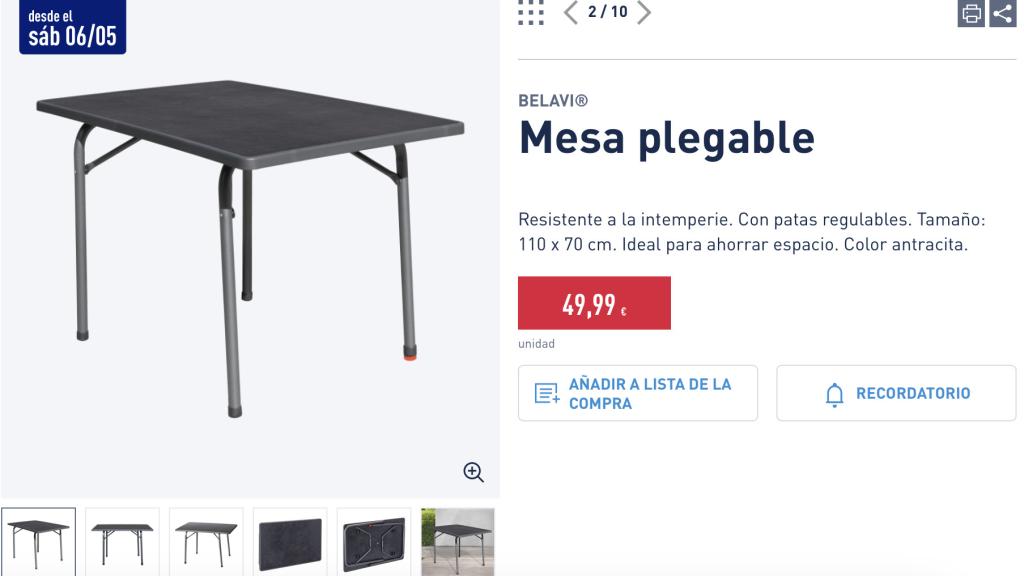 Mesa plegable.
